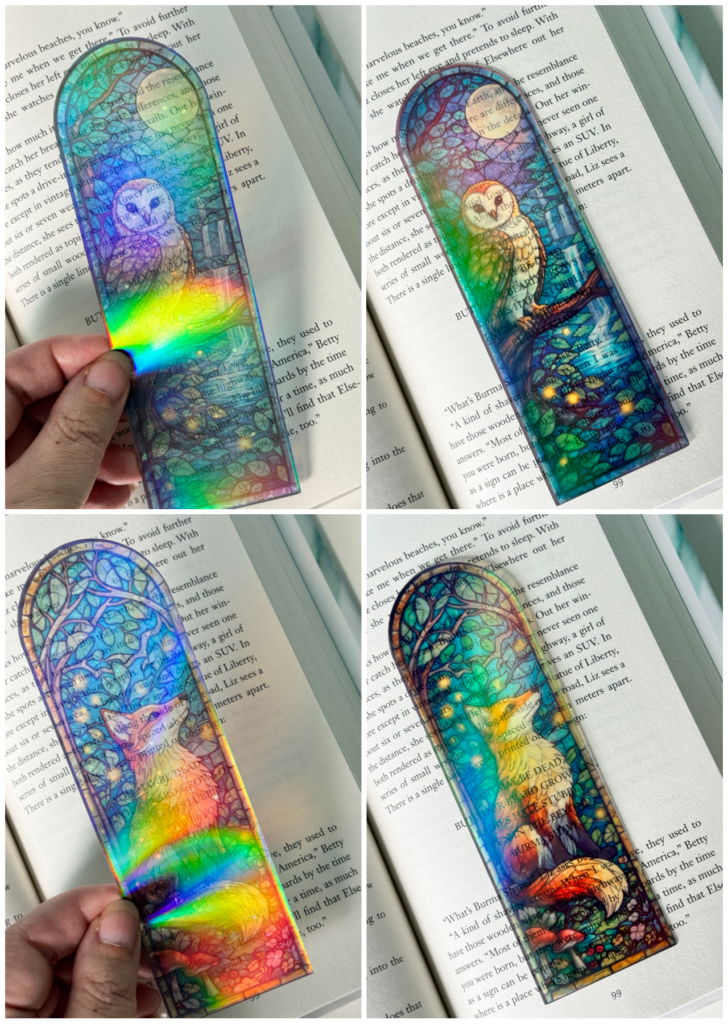 Transparent Stained Glass Rainbow Bookmarks made with a Cricut cutting machine. A bookish Cricut Craft.