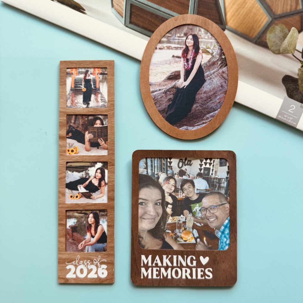 Wood Veneer Picture Frame Magnets Cricut Craft Club Class taught by Crystal Allen